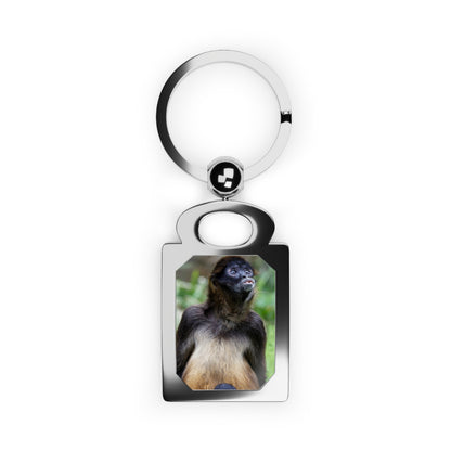 Rectangle Kissing Monkey Photo Keyring