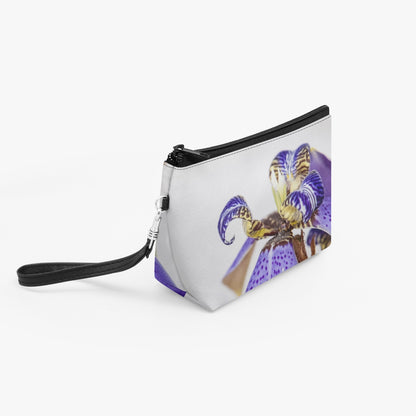 Iris flowwer Zipper Makeup Bag with Wrist Strap