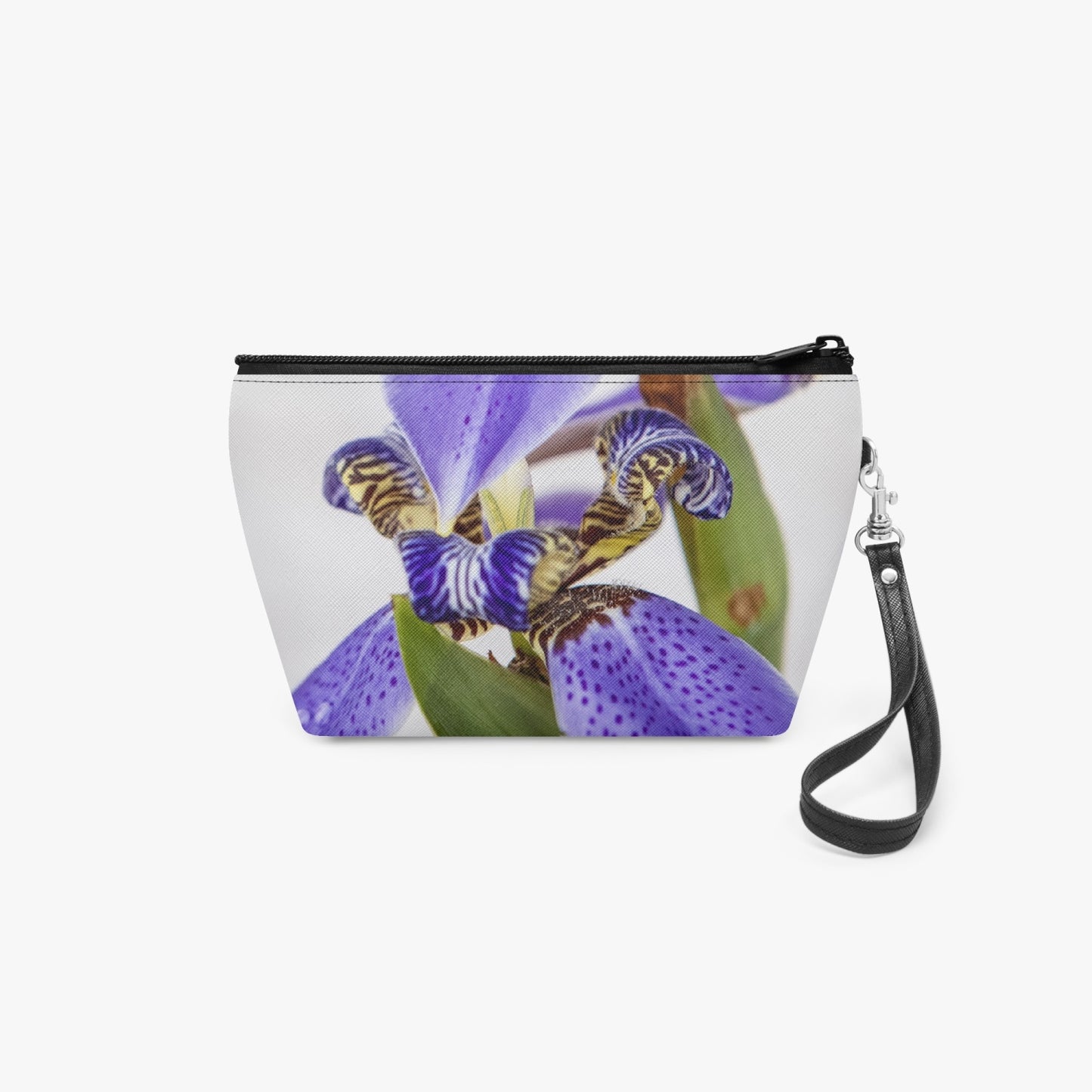 Iris flowwer Zipper Makeup Bag with Wrist Strap